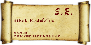 Siket Richárd névjegykártya